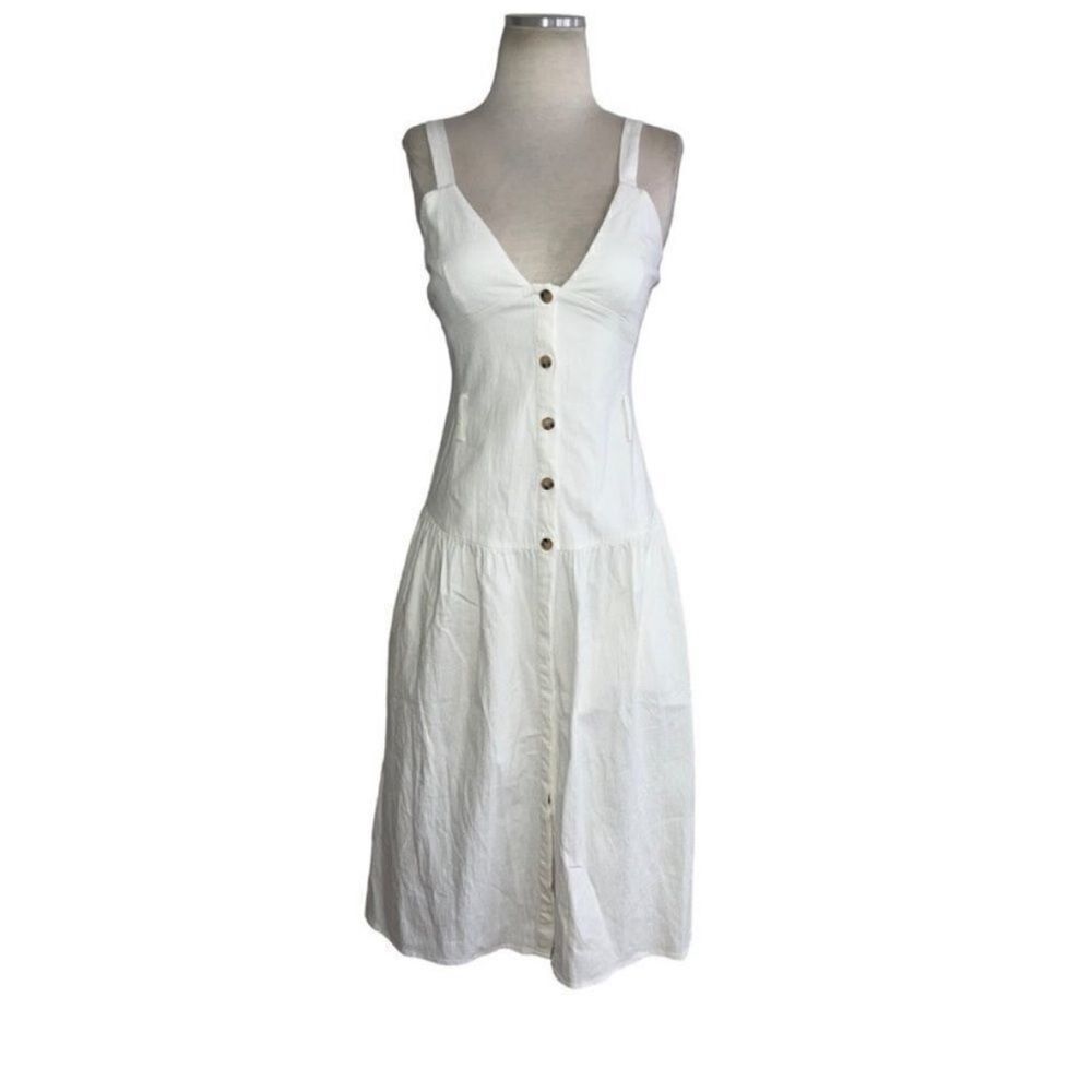 REISS NWT Vita Button Through Midi Sundress White… - image 8